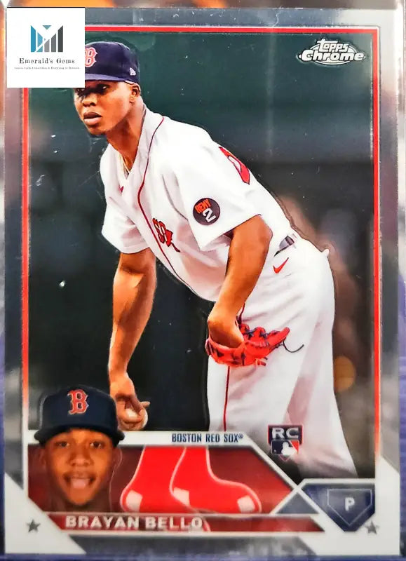 Topps Chrome Braylan Bello trading card featuring man in middle