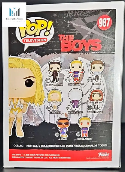 Close-up of Starlight Funko Pop Vinyl box - Amazon Exclusive Collectible from The Boys