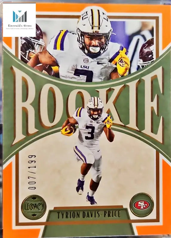 Limited Edition Tyrion Davis-Price Rookie Card featuring a football player running