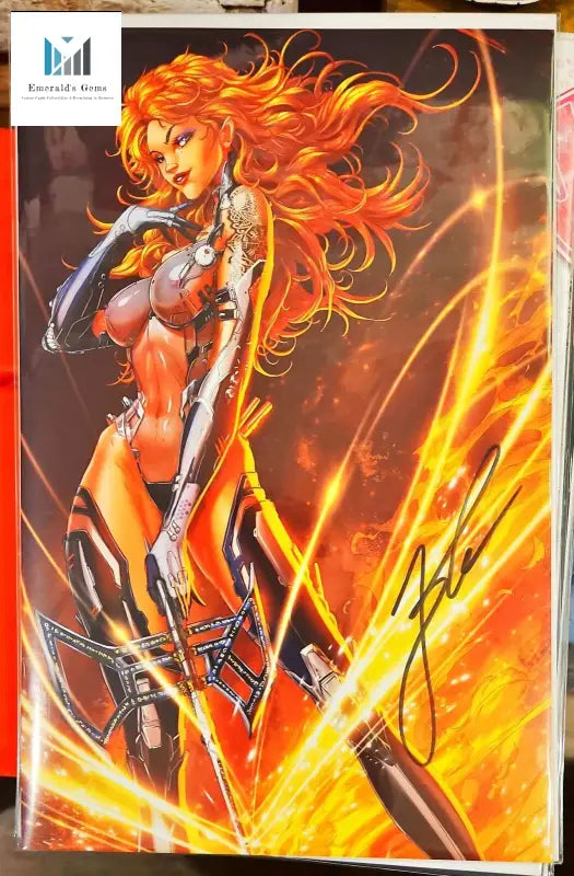 Comic Book Collectible Guns and Angels #1 Kickstarter Variant Signed with COA - Woman in Fire Suit.